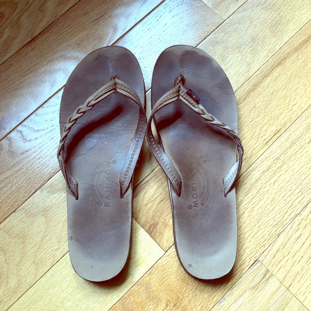Rainbow flip flops